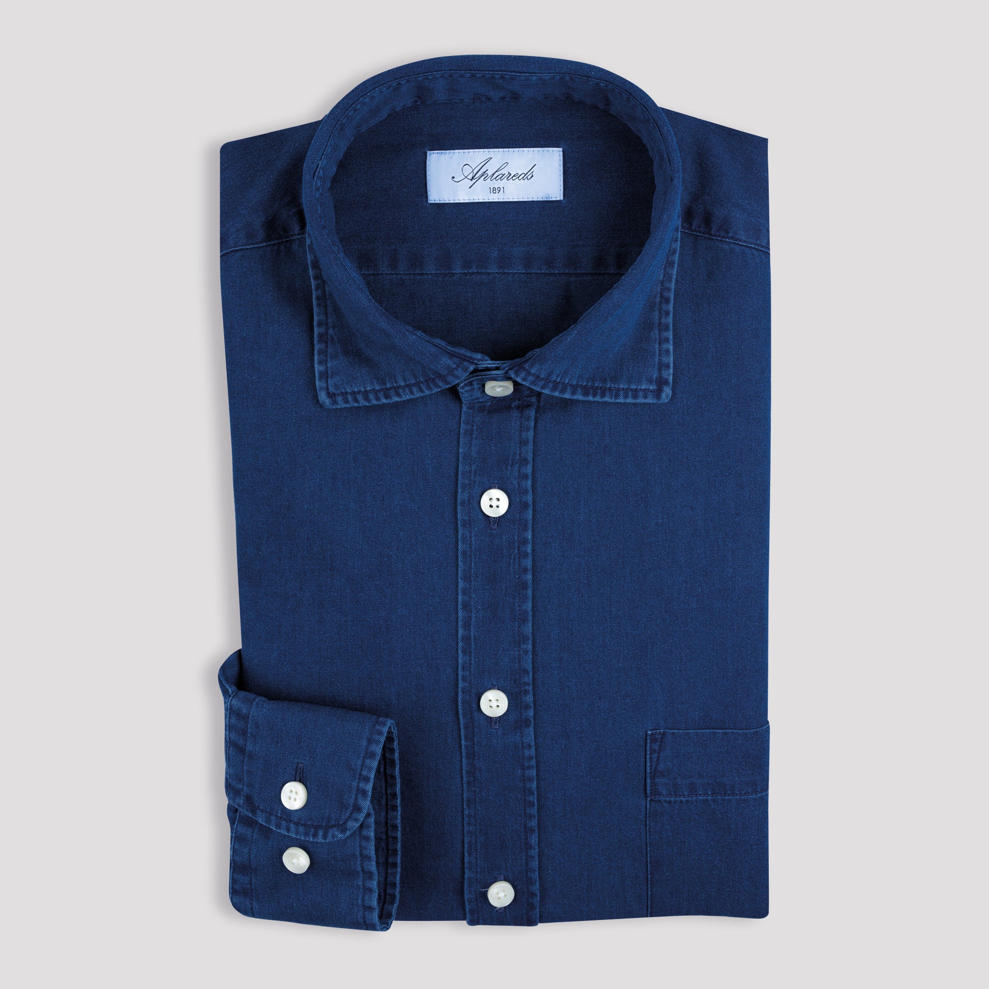 Denimskjorta Mörkblå Krage