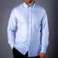 Ljusblå-Randig-100-Organisk-Ekologisk-Bomull-Oxford-Skjorta-Slim-Fit