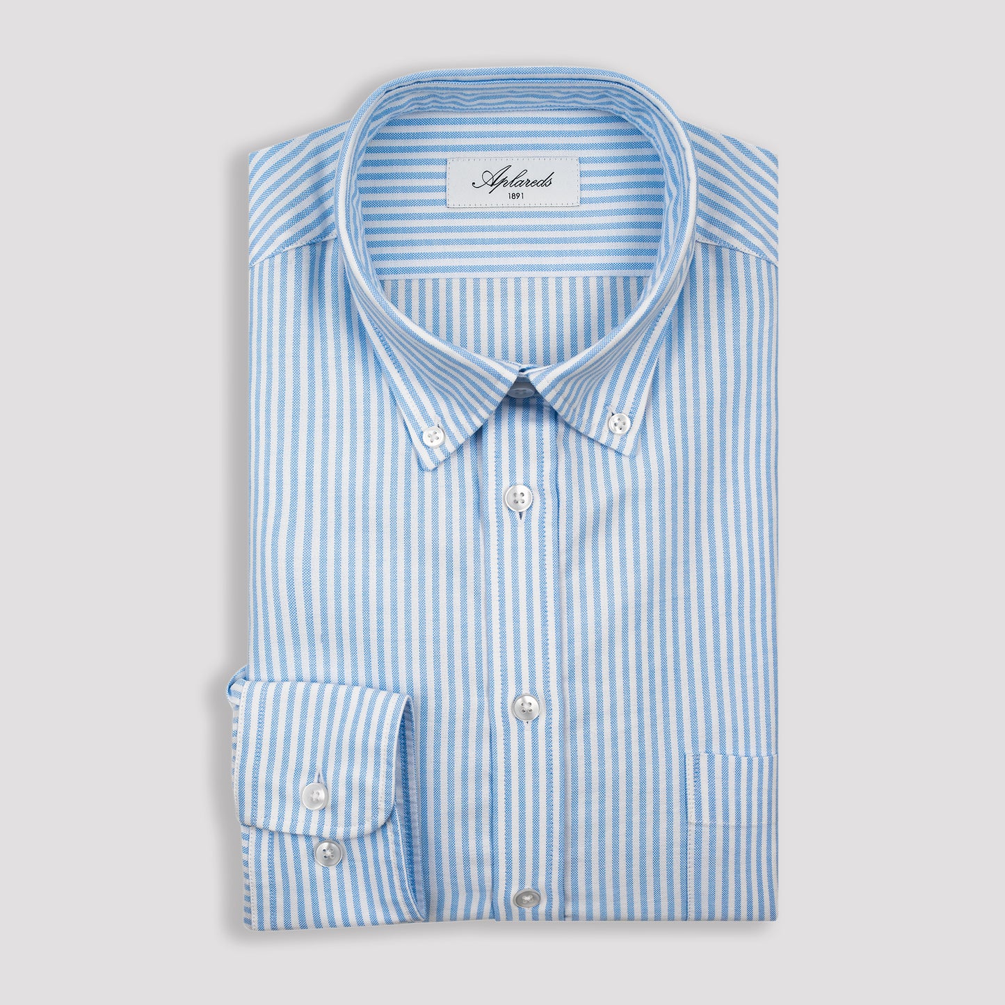 Ljusblå Randig Oxford Skjorta